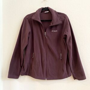 Women’s Columbia Burgundy Zip Up Fleece Lined Fitted Jacket Sz L EUC Performance